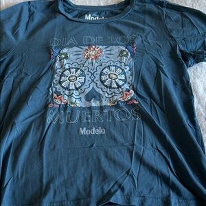 Lucky Brand Blue Dia De Los Muertos Tee